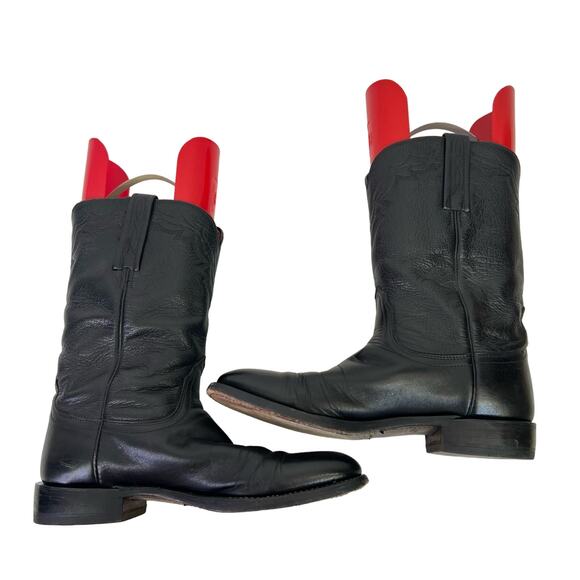 Lucchese 2000 Black Western Cowboy Boots Mens Size 8.5 Round Toe Vintage T008202 - Picture 9 of 11